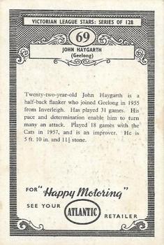 1958 Atlantic Petrol Stations Victorian League Stars #69 John Haygarth Back
